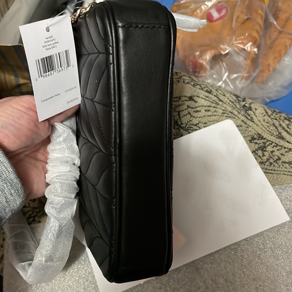 NWT Kate Spade black double zip quilted leather bag with chain and leather strap - Picture 9 of 9